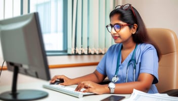 nurse at computer